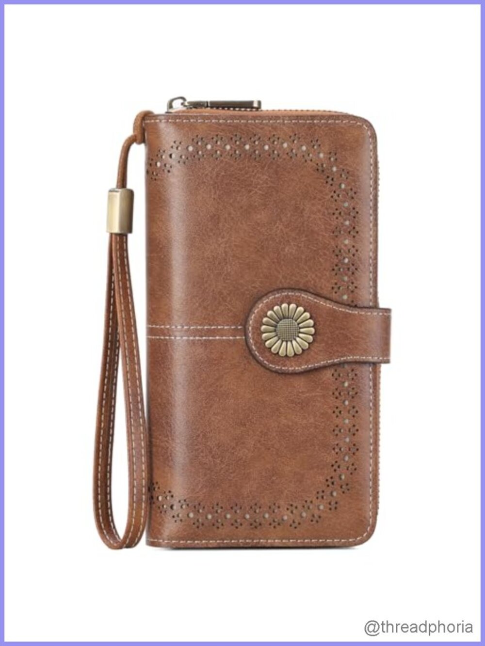 Vegan Leather RFID Blocking Wallet Wristlet Large Capacity Credit Card Holder